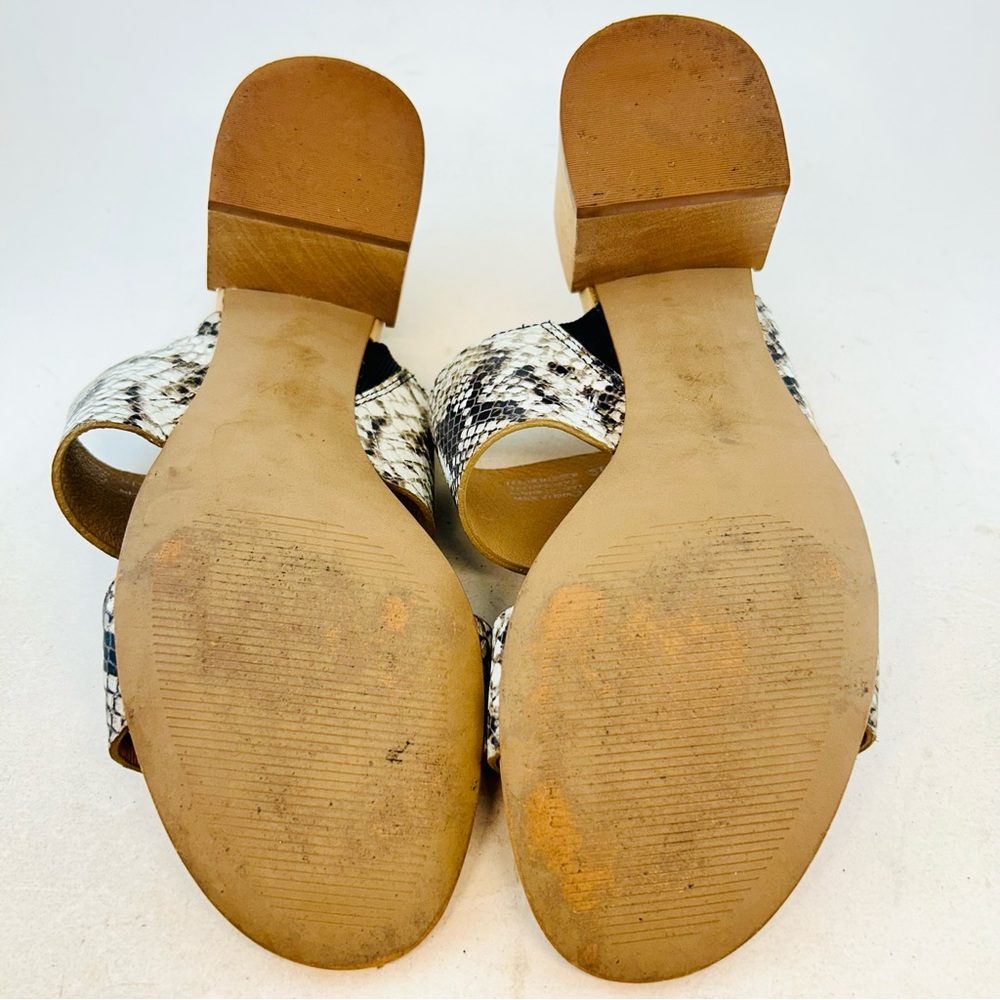 MADEWELL Gray Cream Beige Snake Embossed Leather Kiera Mule Sandals, size 8.5 - Picture 10 of 12